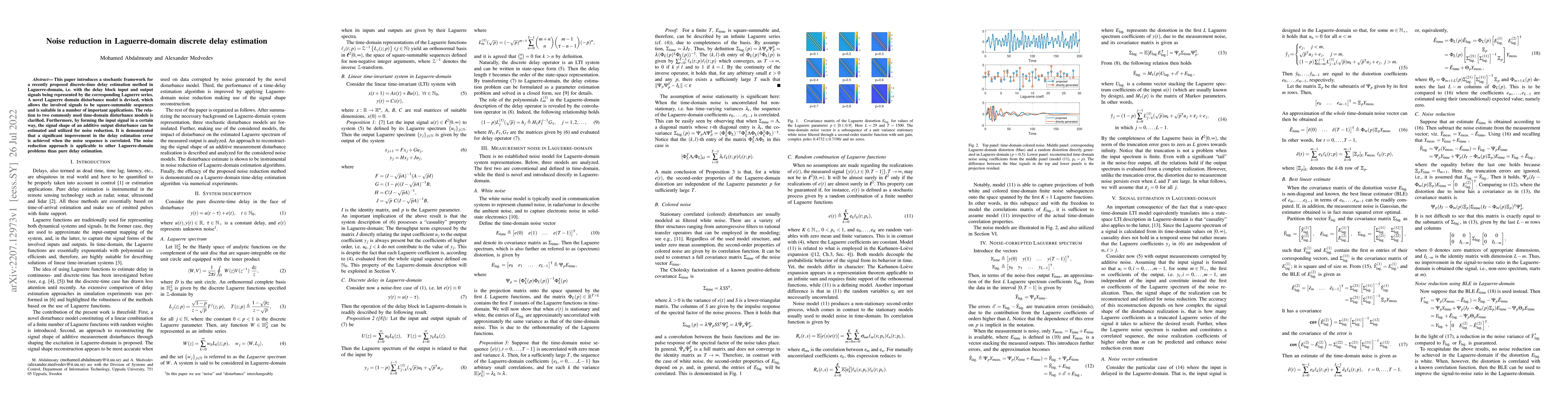 Thumbnail for Noise reduction in Laguerre-domain discrete delay estimation
