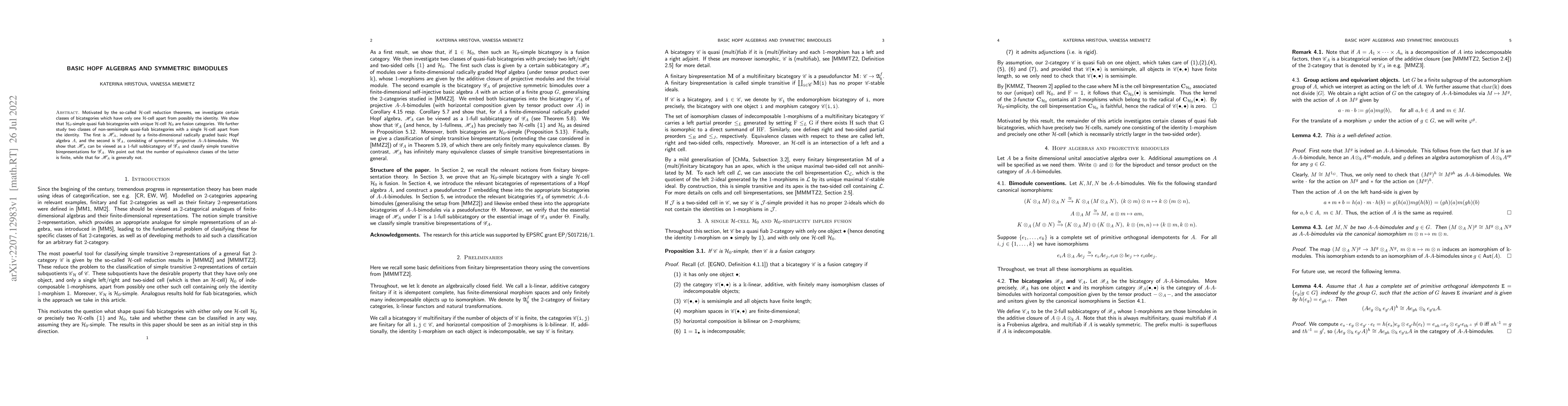 Thumbnail for Basic Hopf algebras and symmetric bimodules