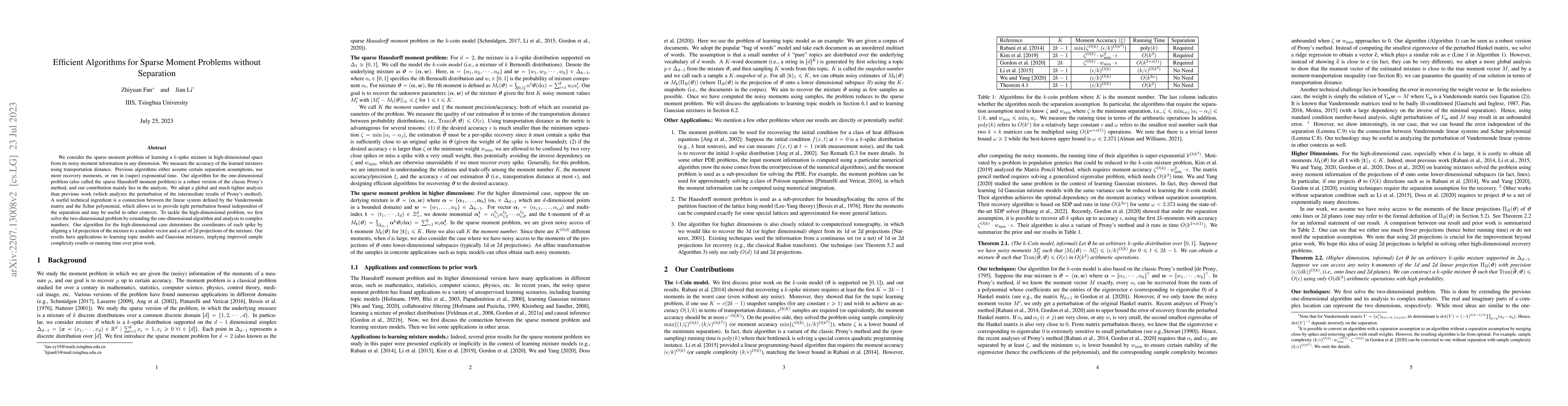 Thumbnail for Efficient Algorithms for Sparse Moment Problems without Separation