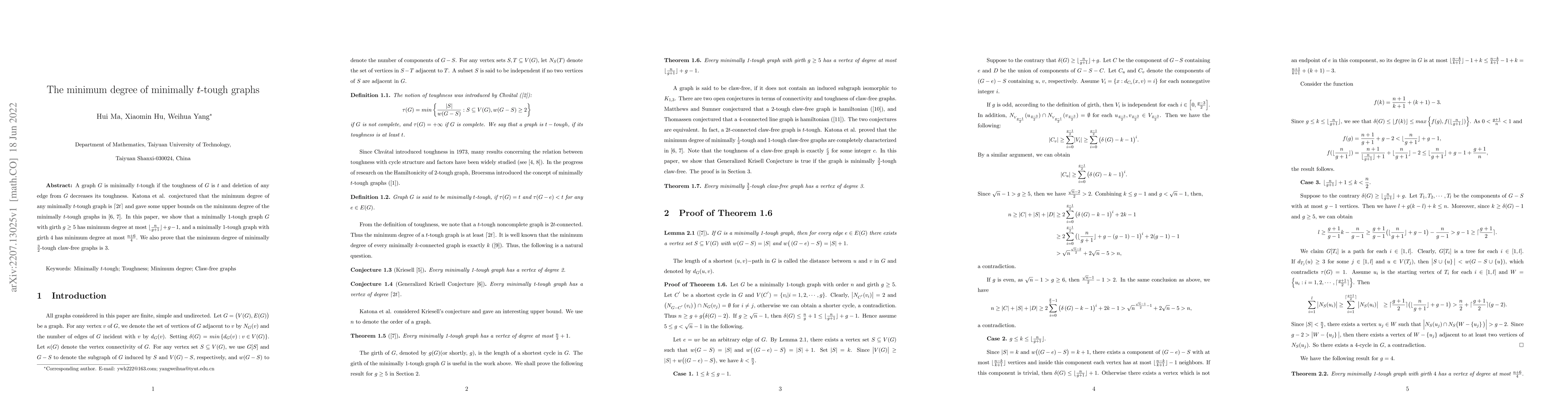 Thumbnail for The minimum degree of minimally $t$-tough graphs
