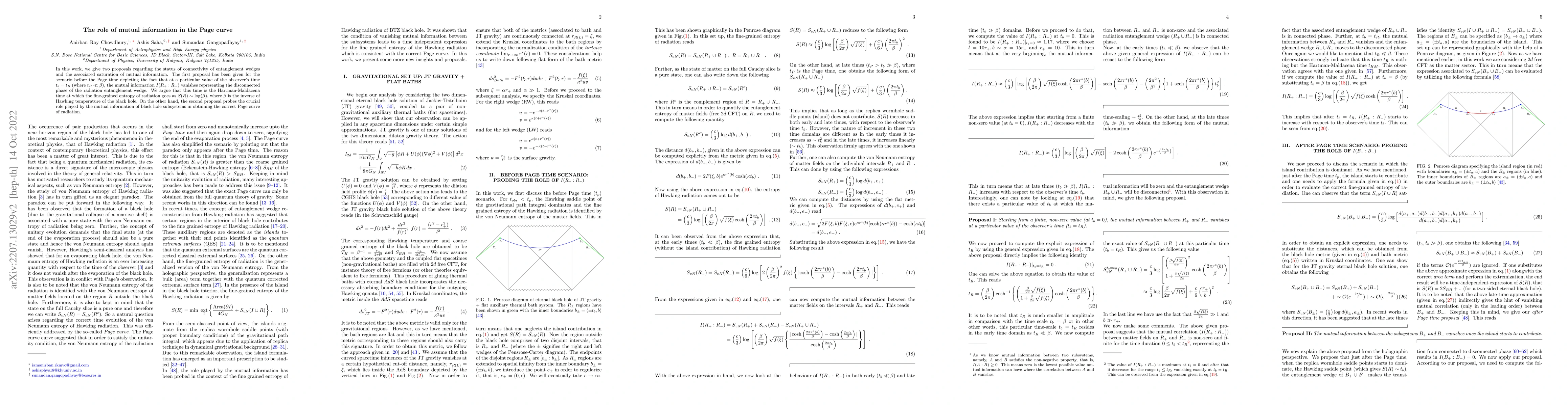 Thumbnail for The role of mutual information in the Page curve