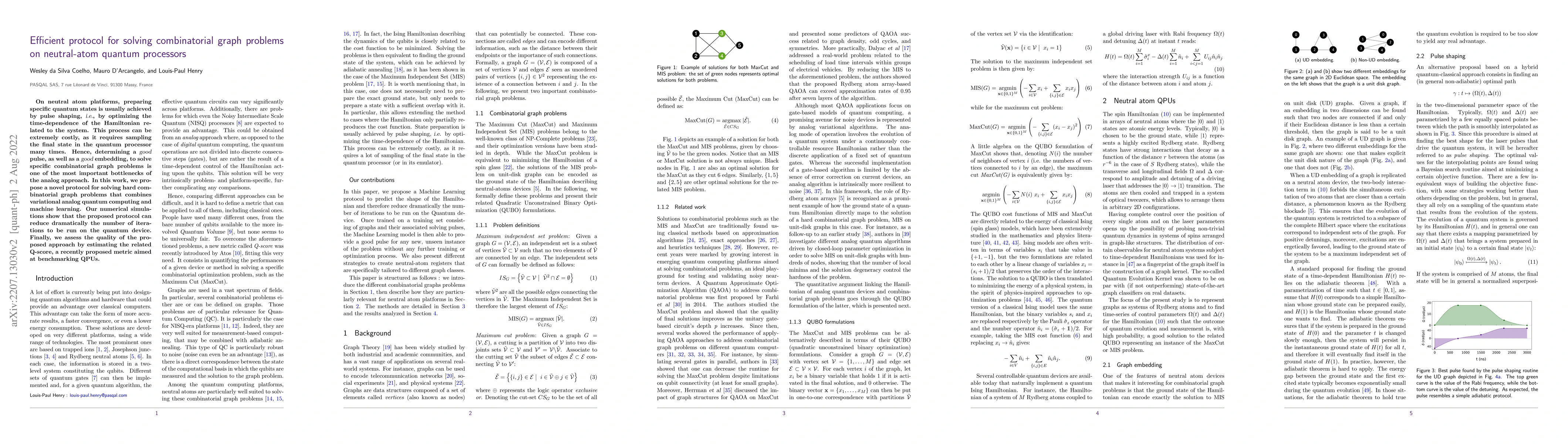 Thumbnail for Efficient protocol for solving combinatorial graph problems on
  neutral-atom quantum processors