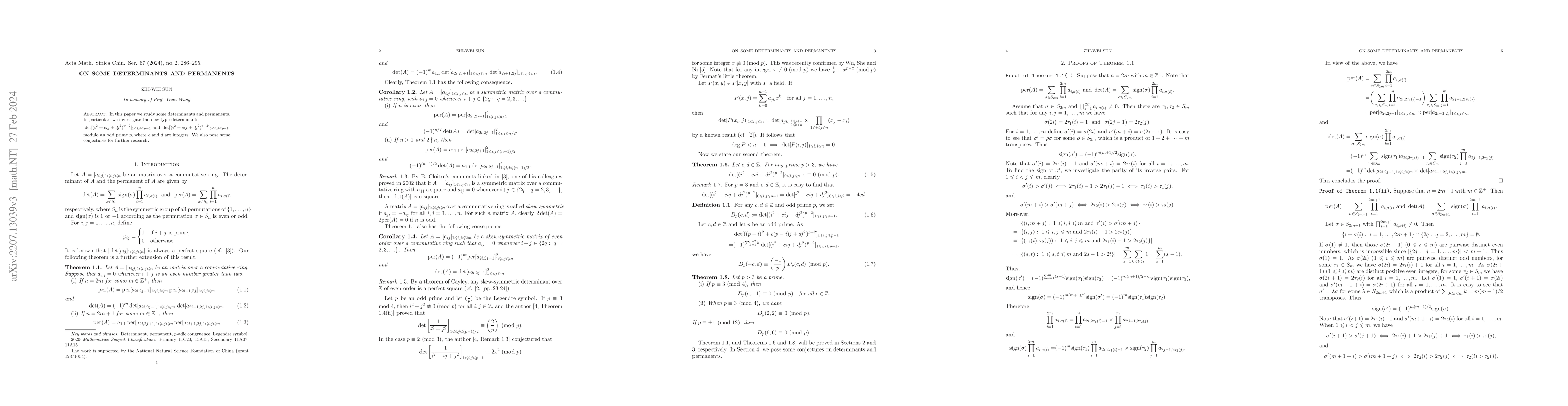 Thumbnail for On some determinants and permanents