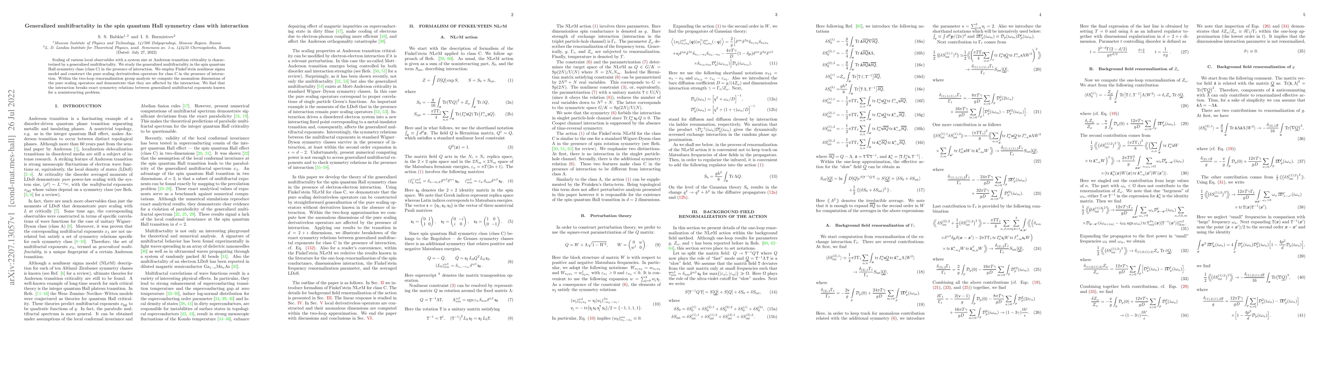 Thumbnail for Generalized multifractality in the spin quantum Hall symmetry class with
  interaction