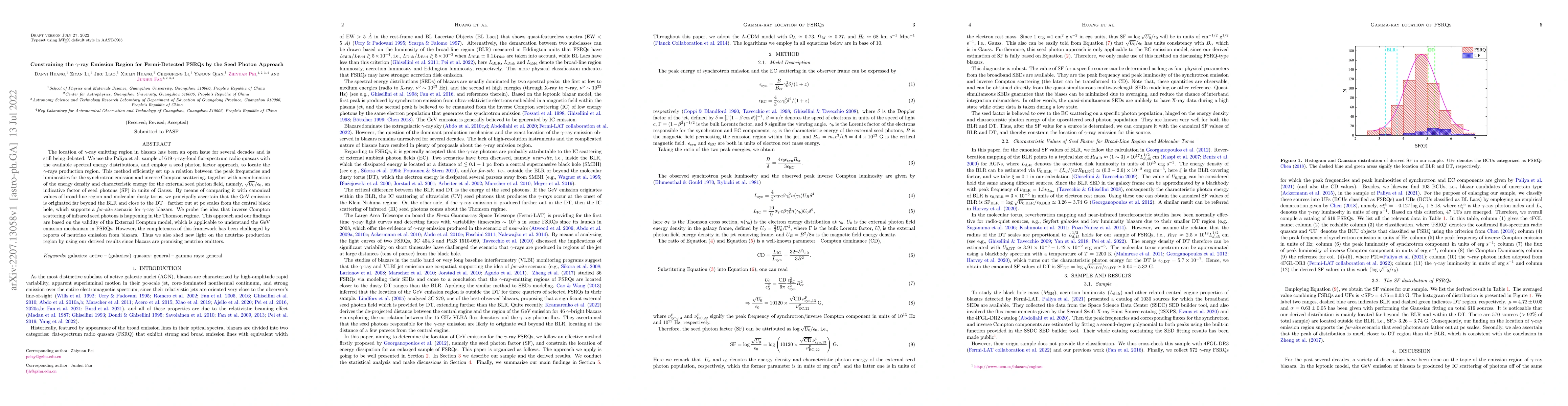 Thumbnail for Constraining the $\gamma$-ray Emission Region for Fermi-Detected FSRQs
  by the Seed Photon Approach
