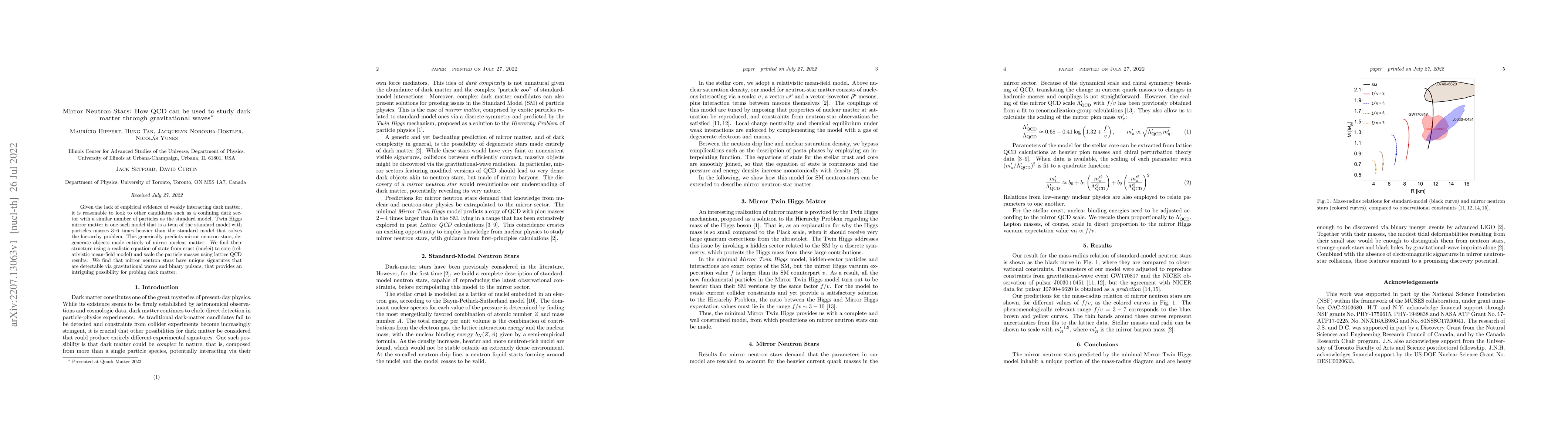 Thumbnail for Mirror Neutron Stars: How QCD can be used to study dark matter through
  gravitational waves