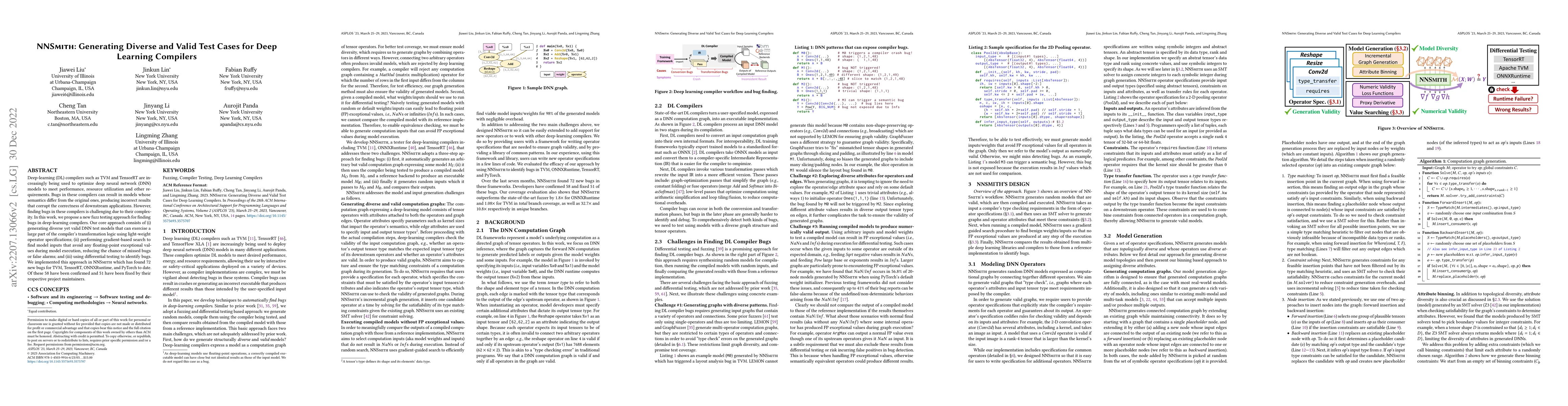 Thumbnail for NNSmith: Generating Diverse and Valid Test Cases for Deep Learning
  Compilers