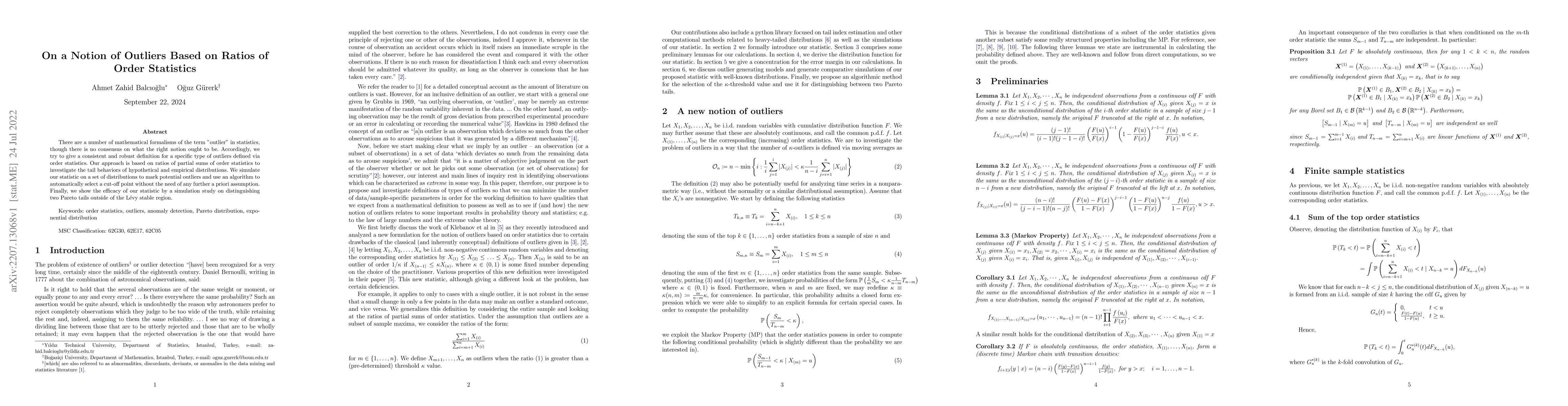 Thumbnail for On a Notion of Outliers Based on Ratios of Order Statistics