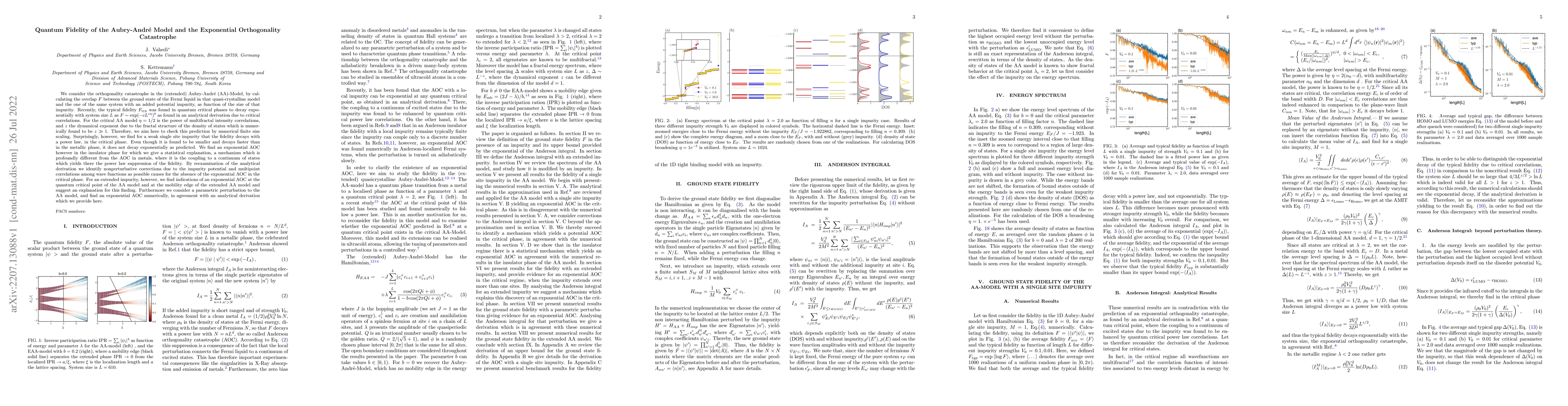 Thumbnail for Quantum Fidelity of the Aubry-Andr\'e Model and the Exponential
  Orthogonality Catastrophe