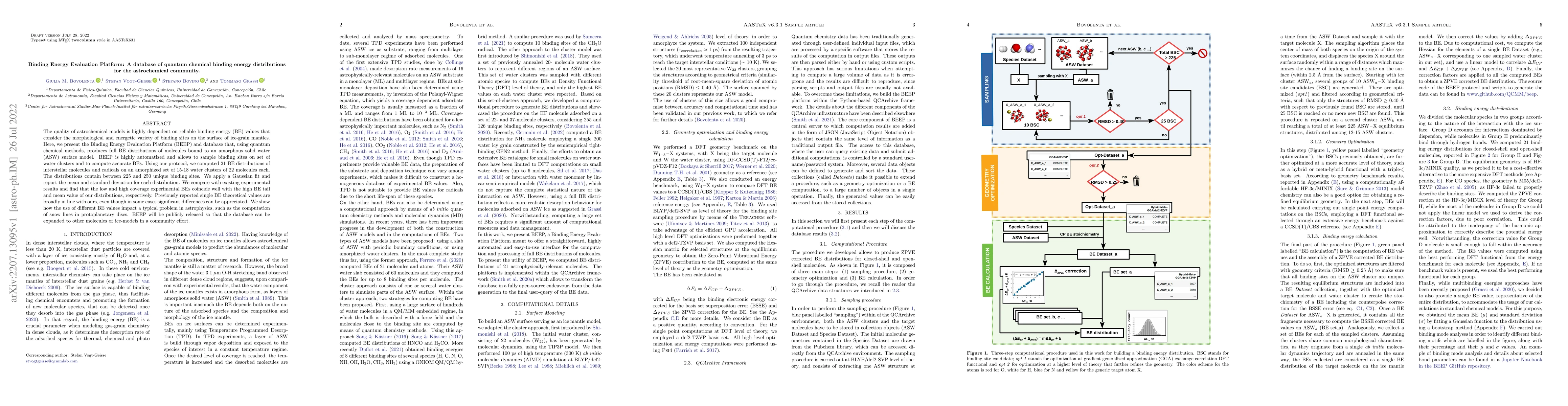 Thumbnail for Binding Energy Evaluation Platform: A database of quantum chemical
  binding energy distributions for the astrochemical community