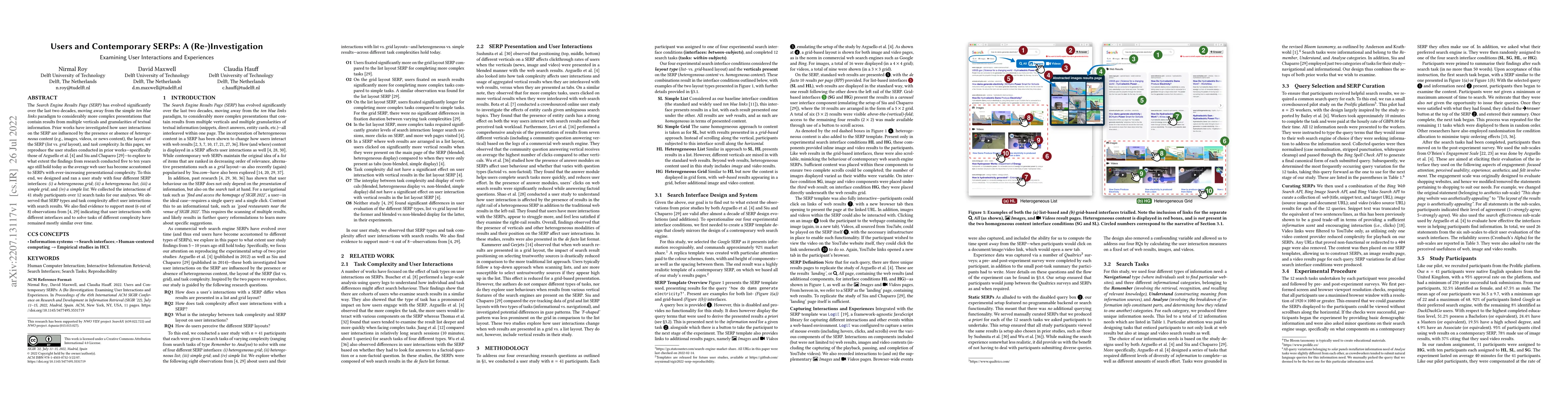 Thumbnail for Users and Contemporary SERPs: A (Re-)Investigation Examining User
  Interactions and Experiences
