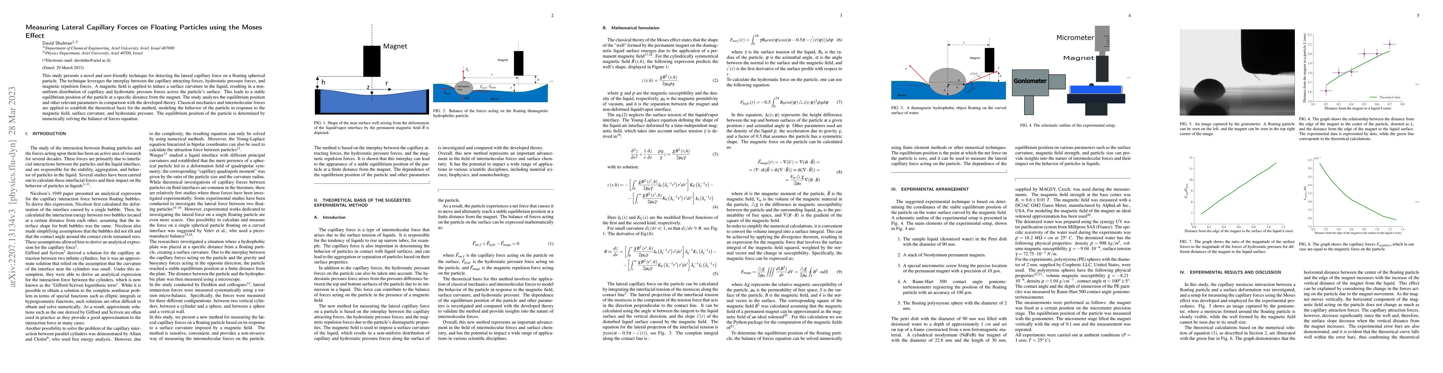 Thumbnail for Measuring Lateral Capillary Forces on Floating Particles using the Moses
  Effect