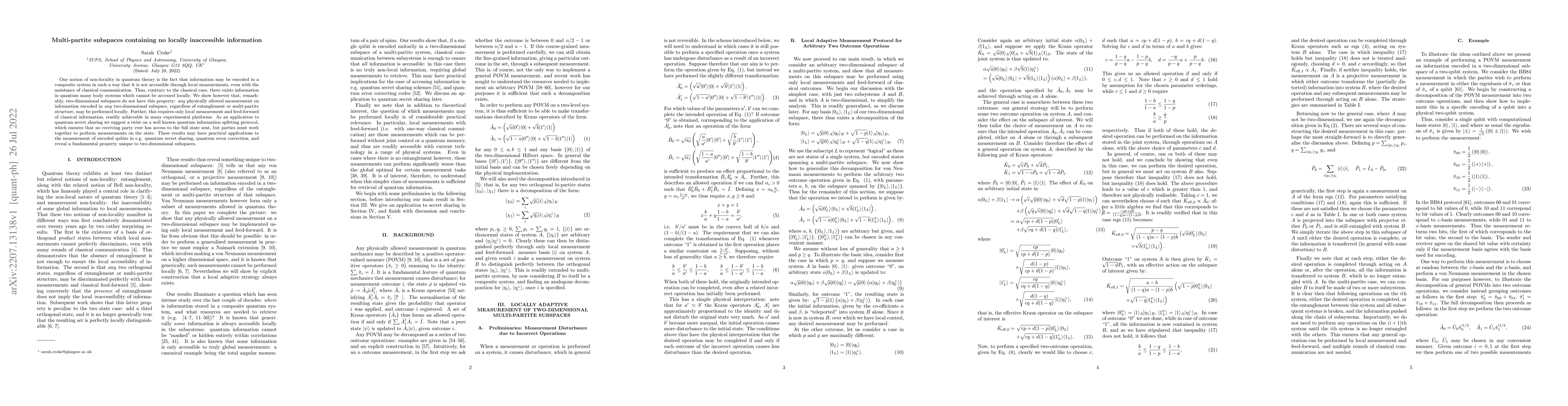 Thumbnail for Multi-partite subspaces containing no locally inaccessible information