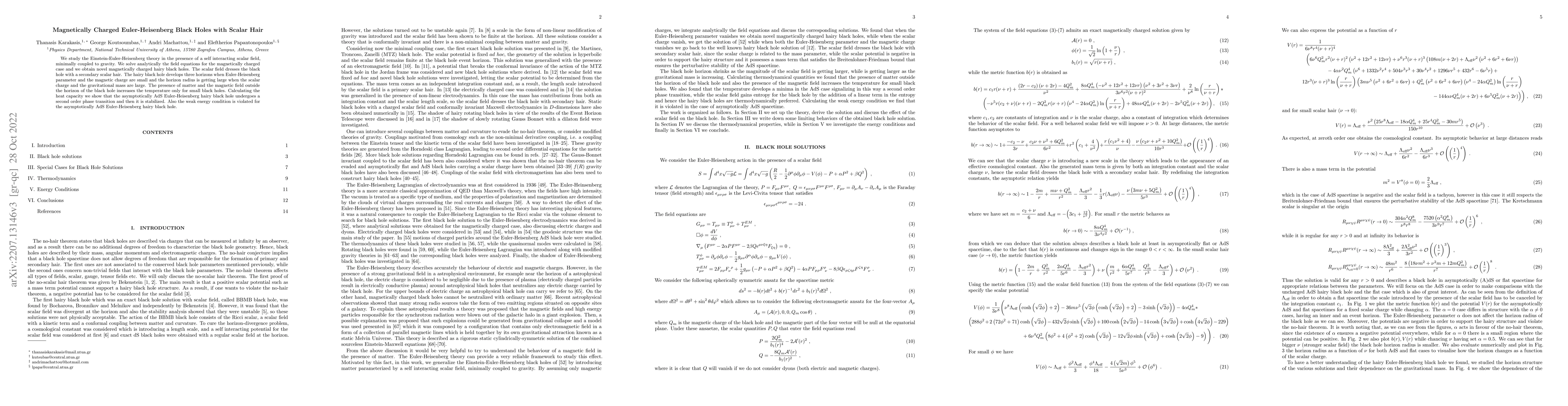 Thumbnail for Magnetically Charged Euler-Heisenberg Black Holes with Scalar Hair