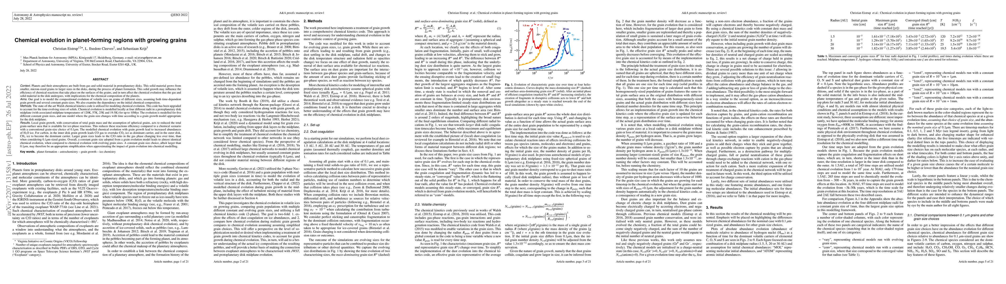 Thumbnail for Chemical evolution in planet-forming regions with growing grains