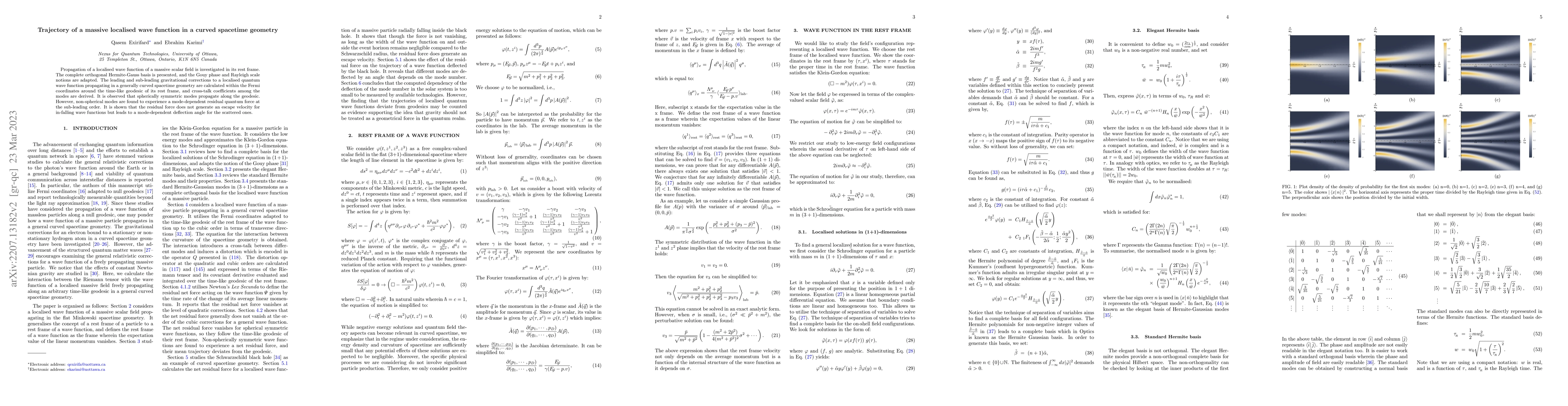 Thumbnail for Trajectory of a massive localised wave function in a curved spacetime
  geometry