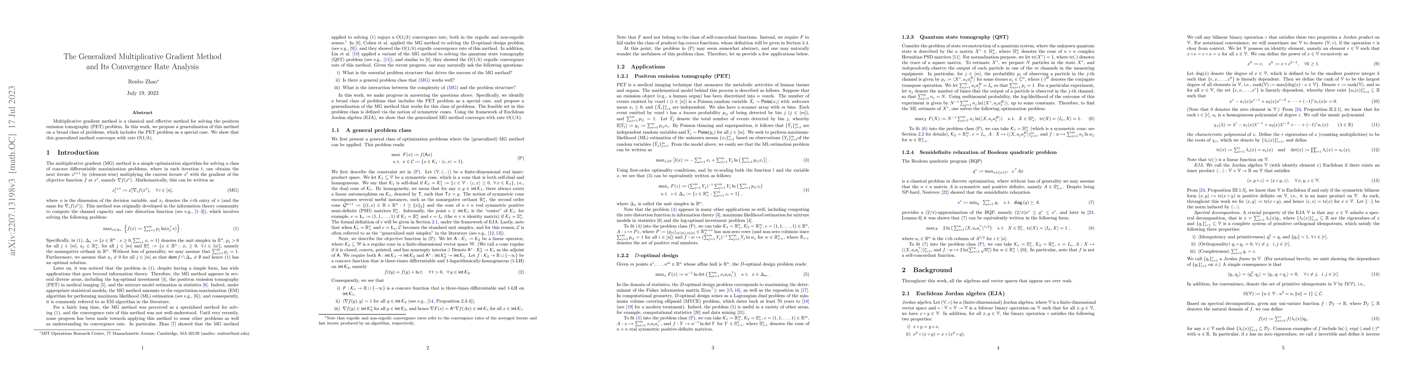 Thumbnail for The Generalized Multiplicative Gradient Method and Its Convergence Rate
  Analysis