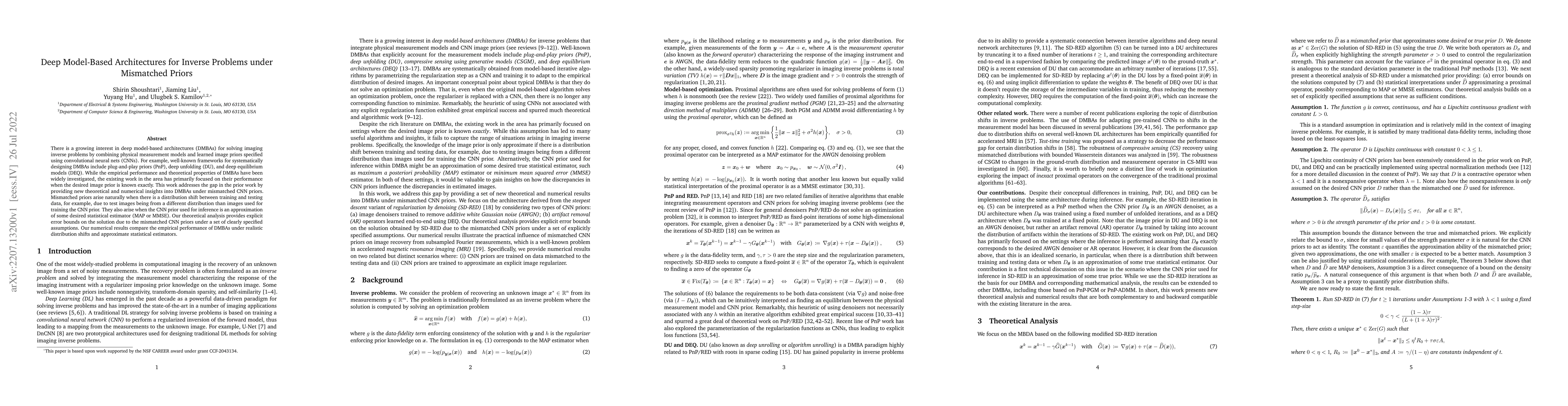 Thumbnail for Deep Model-Based Architectures for Inverse Problems under Mismatched
  Priors