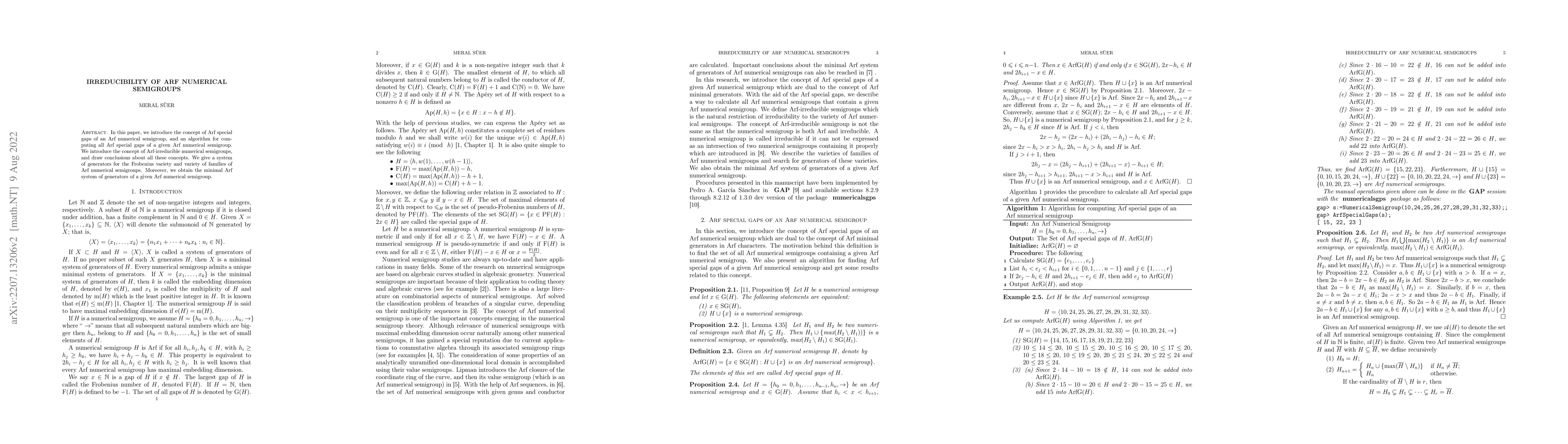 Thumbnail for Irreducibility of Arf Numerical Semigroups