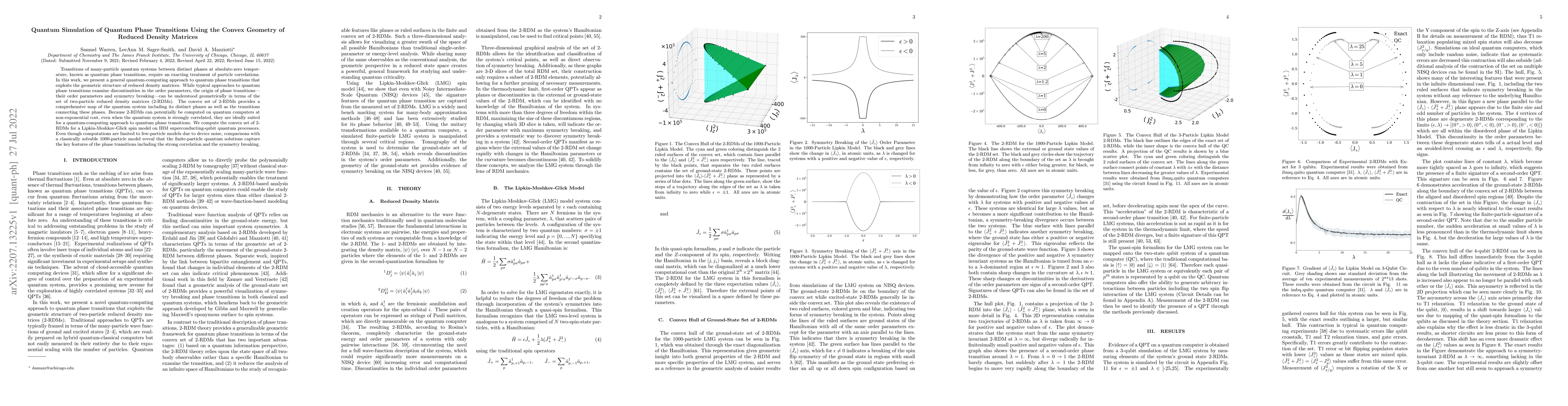 Thumbnail for Quantum Simulation of Quantum Phase Transitions Using the Convex
  Geometry of Reduced Density Matrices