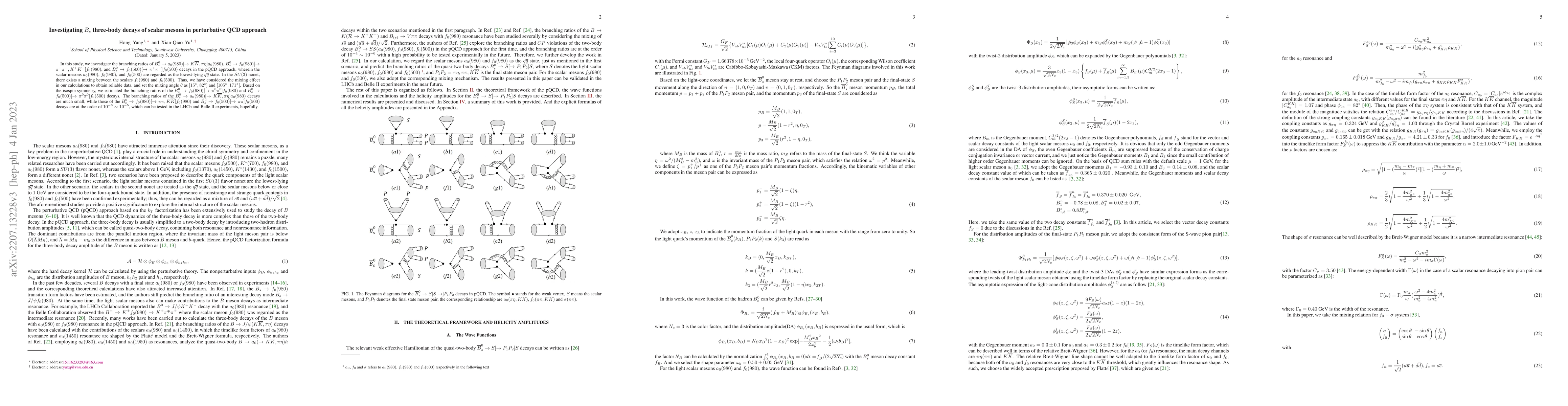 Thumbnail for Investigating $B_s$ three-body decays to scalar mesons in perturbative
  QCD approach