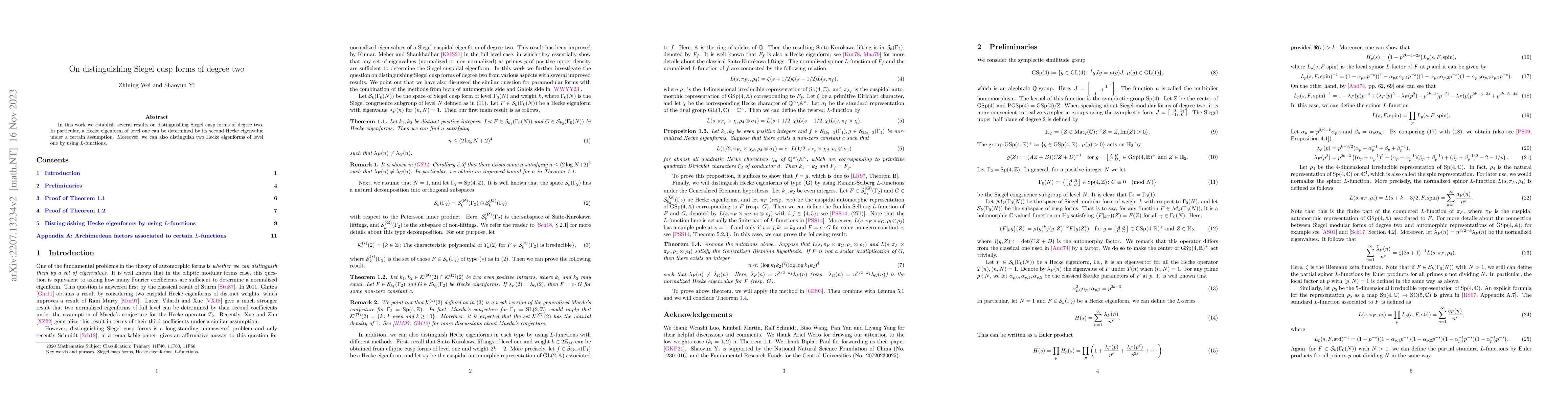 Thumbnail for On distinguishing Siegel cusp forms of degree two