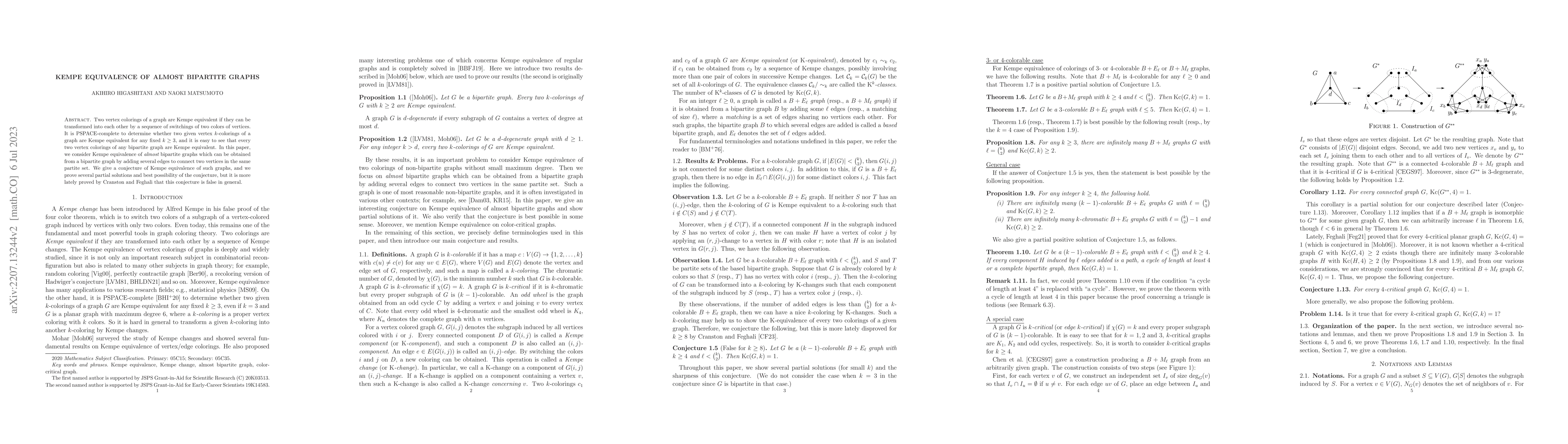 Thumbnail for Kempe equivalence of almost bipartite graphs