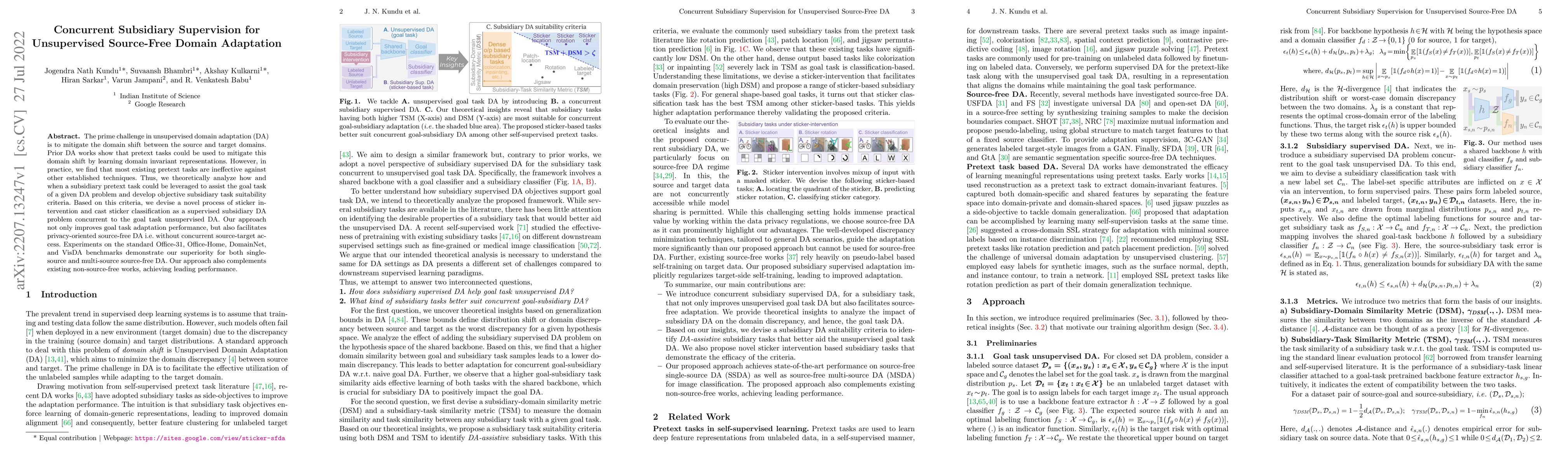 Thumbnail for Concurrent Subsidiary Supervision for Unsupervised Source-Free Domain
  Adaptation
