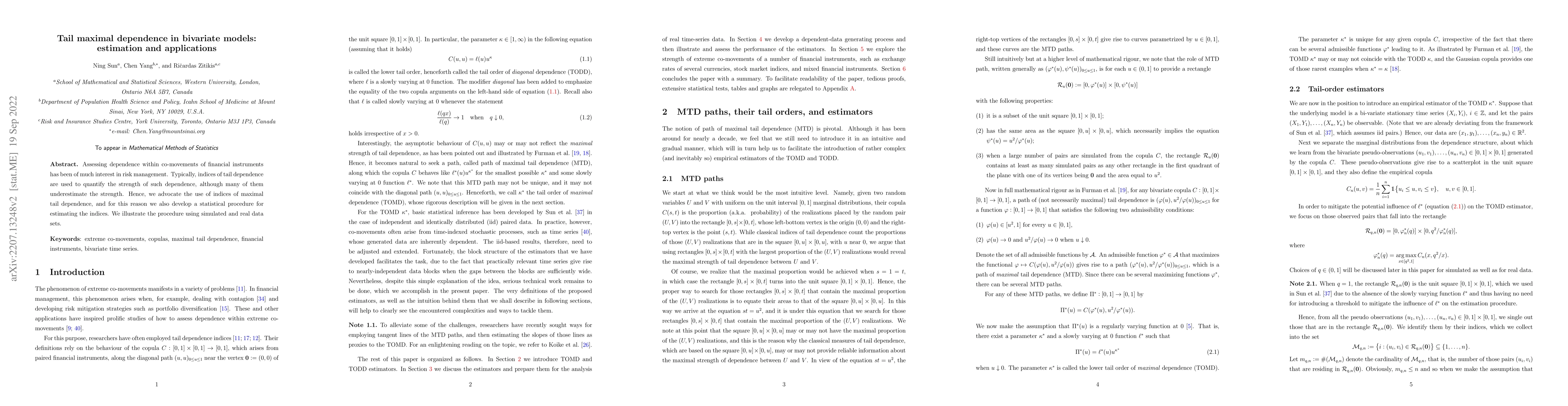 Thumbnail for Tail maximal dependence in bivariate models: estimation and applications