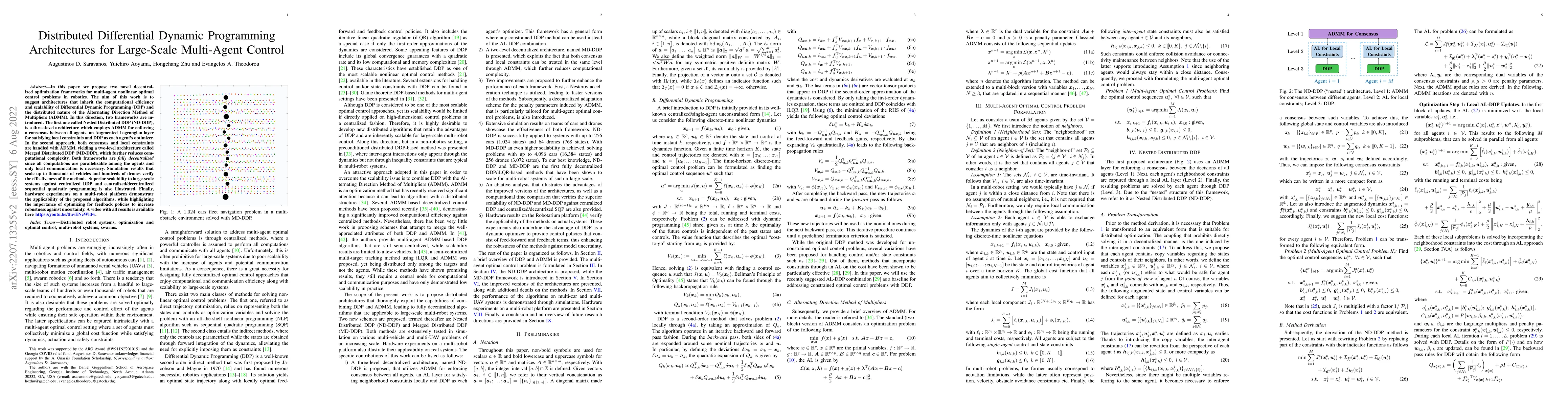Thumbnail for Distributed Differential Dynamic Programming Architectures for
  Large-Scale Multi-Agent Control