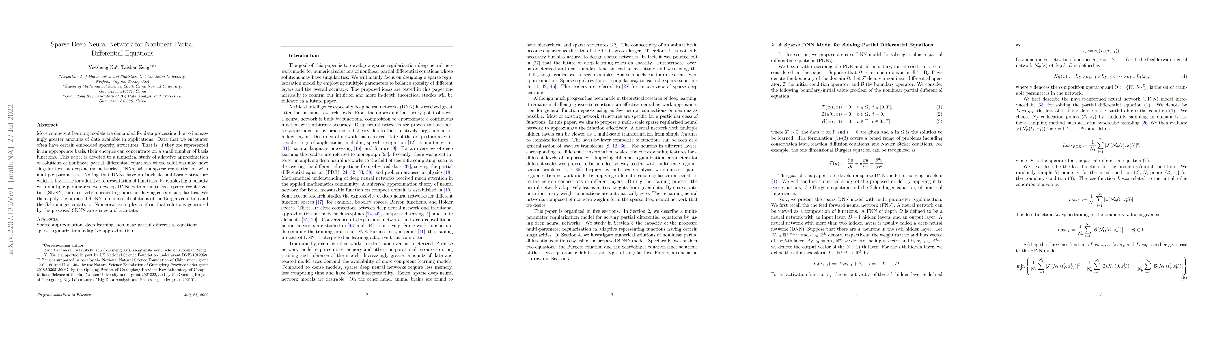 Thumbnail for Sparse Deep Neural Network for Nonlinear Partial Differential Equations