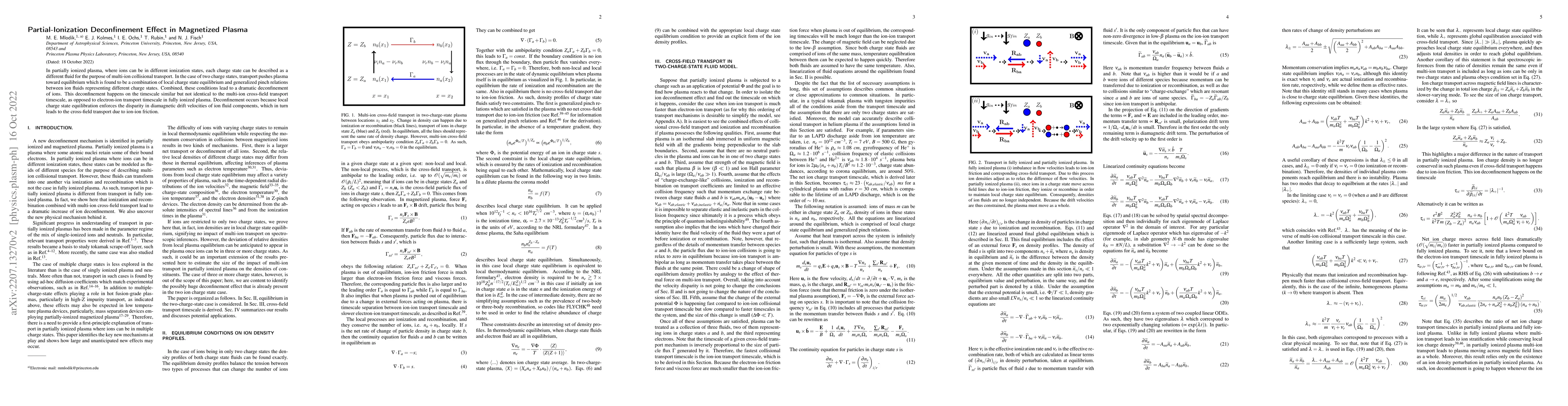 Thumbnail for Partial-Ionization Deconfinement Effect in Magnetized Plasma