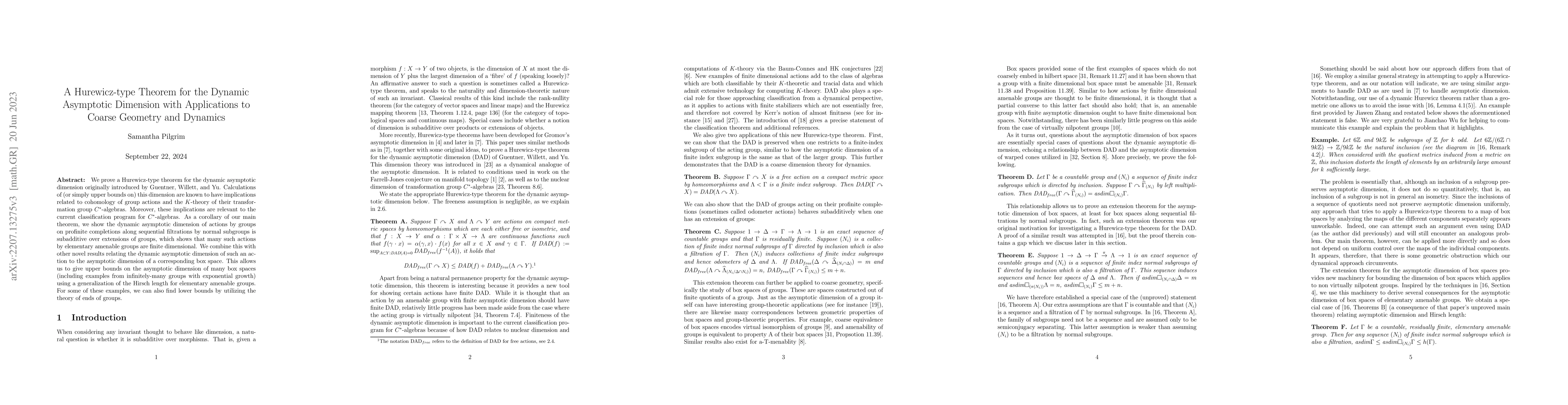 Thumbnail for A Hurewicz-type Theorem for the Dynamic Asymptotic Dimension with
  Applications to Coarse Geometry and Dynamics