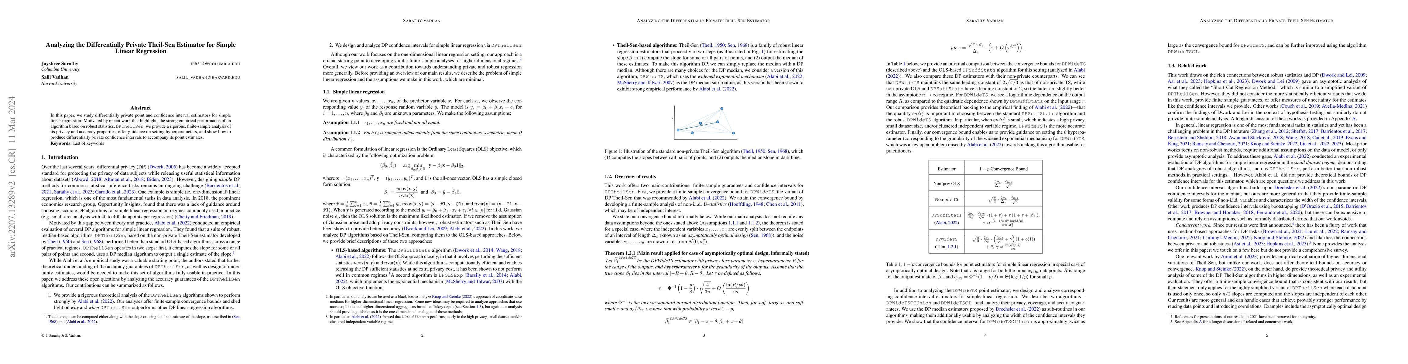 Thumbnail for Analyzing the Differentially Private Theil-Sen Estimator for Simple
  Linear Regression