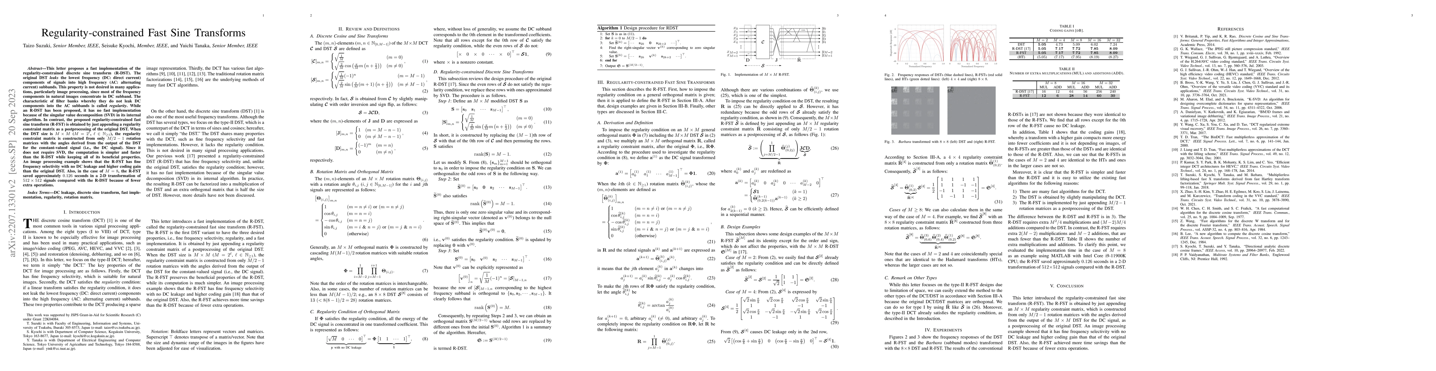 Thumbnail for Regularity-Constrained Fast Sine Transforms