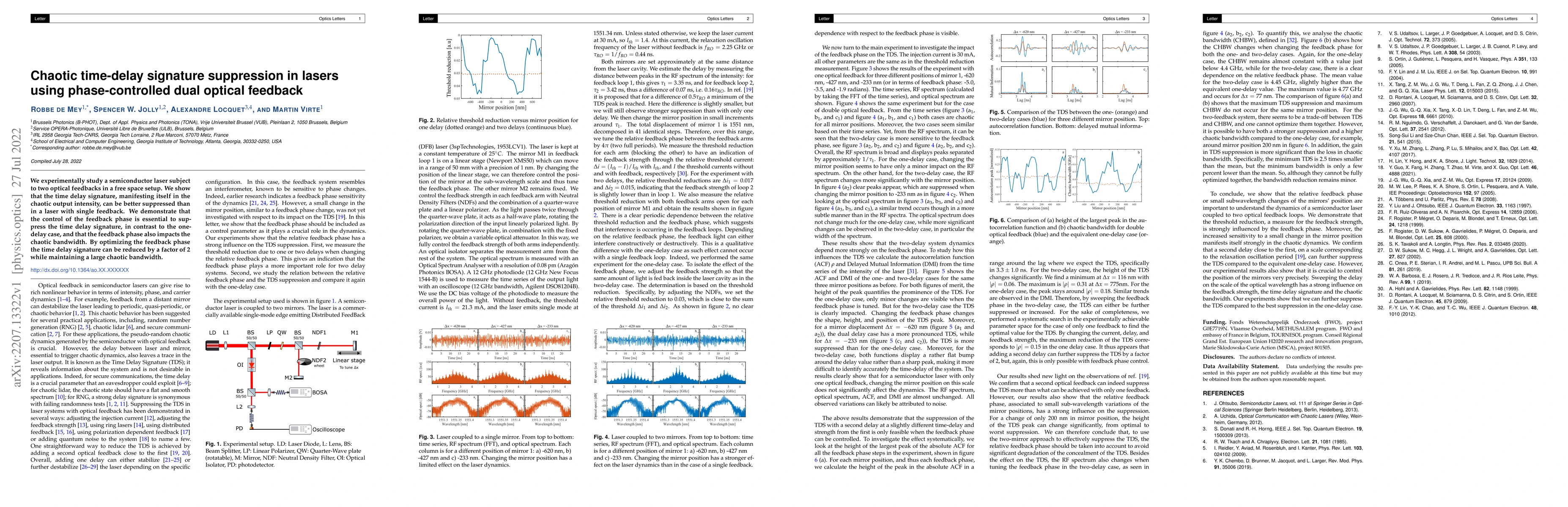 Thumbnail for Chaotic time-delay signature suppression in lasers using
  phase-controlled dual optical feedback