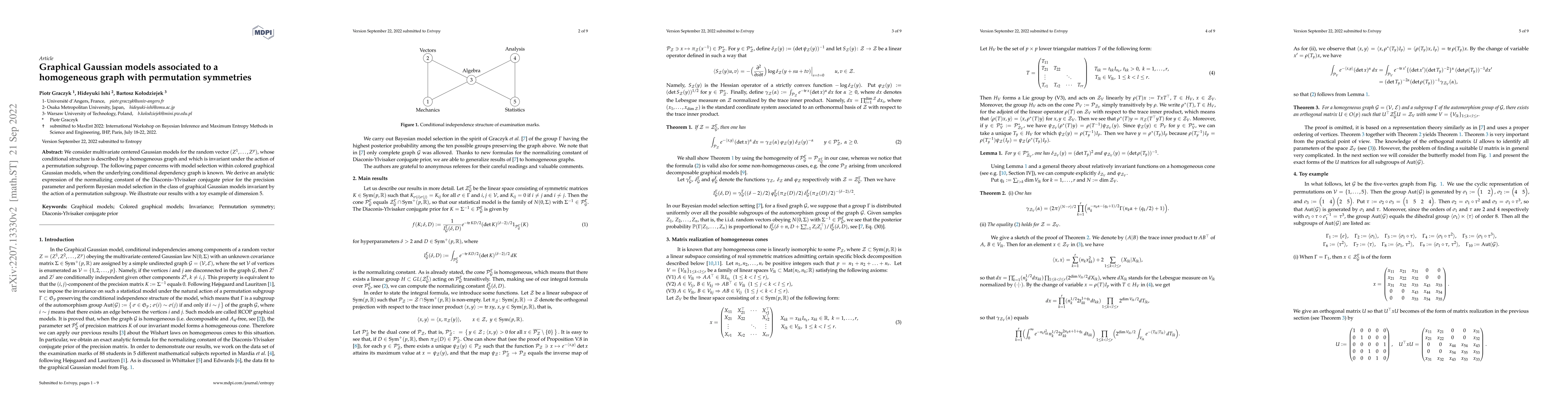 Thumbnail for Graphical Gaussian models associated to a homogeneous graph with
  permutation symmetries
