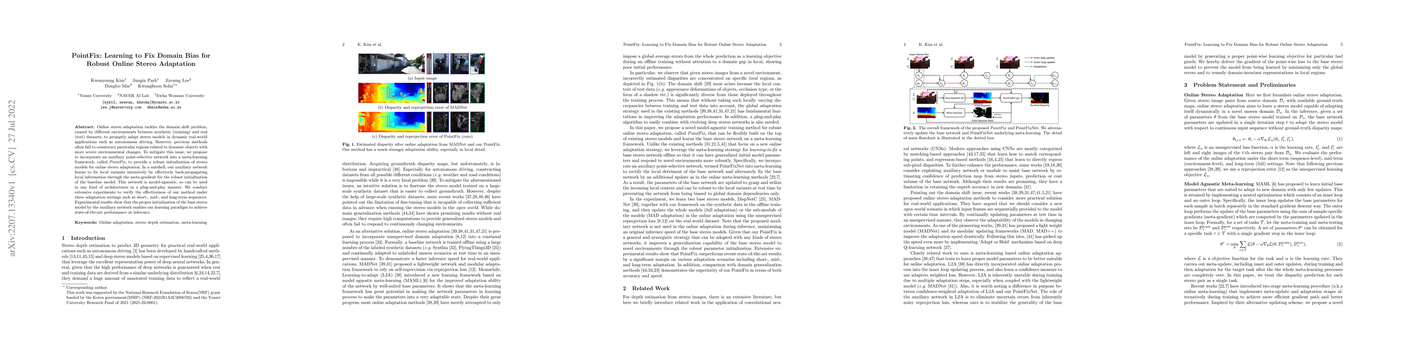 Thumbnail for PointFix: Learning to Fix Domain Bias for Robust Online Stereo
  Adaptation
