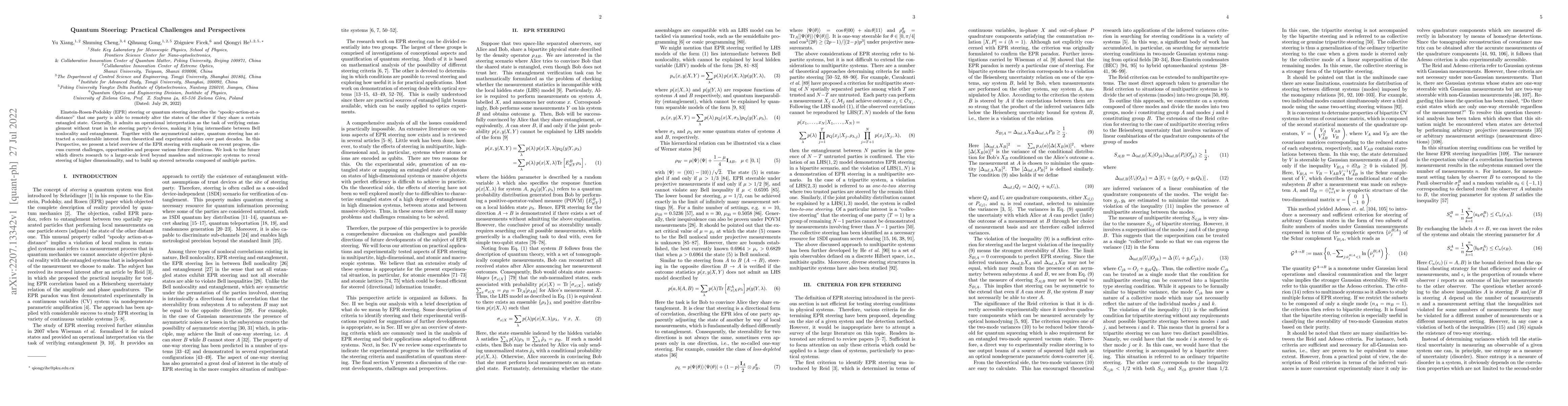 Thumbnail for Quantum Steering: Practical Challenges and Perspectives