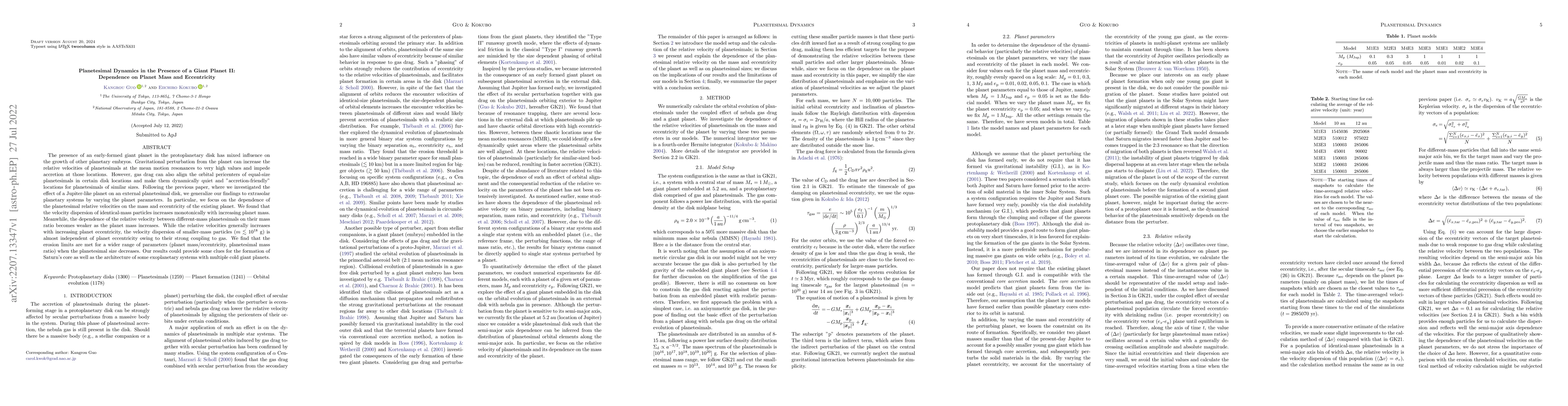 Thumbnail for Planetesimal Dynamics in the Presence of a Giant Planet II: Dependence
  on Planet Mass and Eccentricity