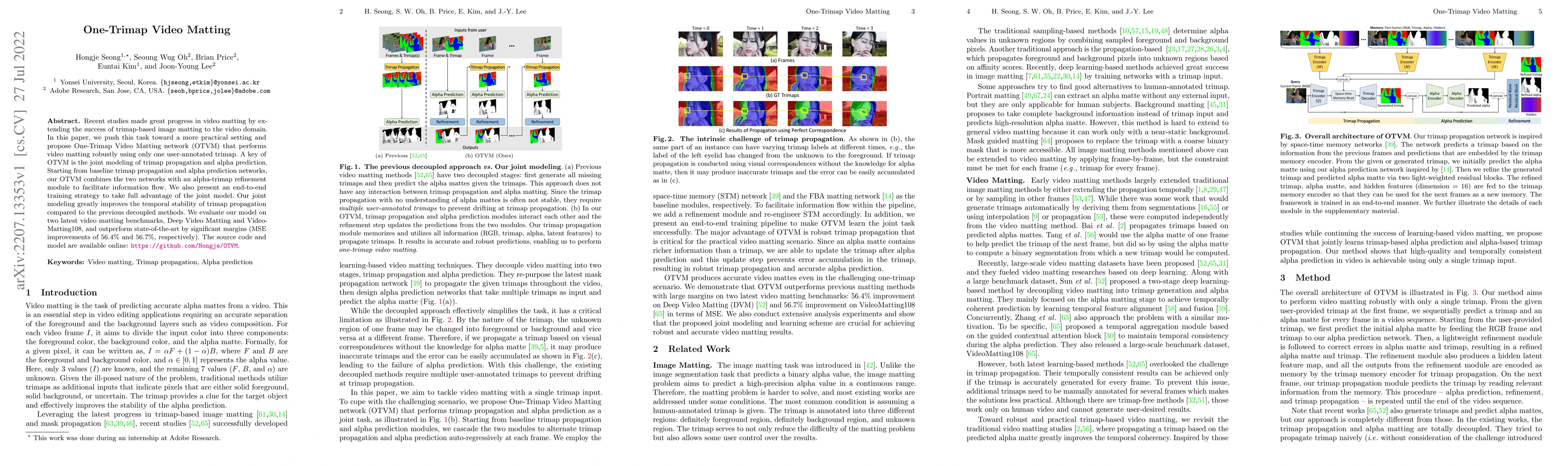 Thumbnail for One-Trimap Video Matting