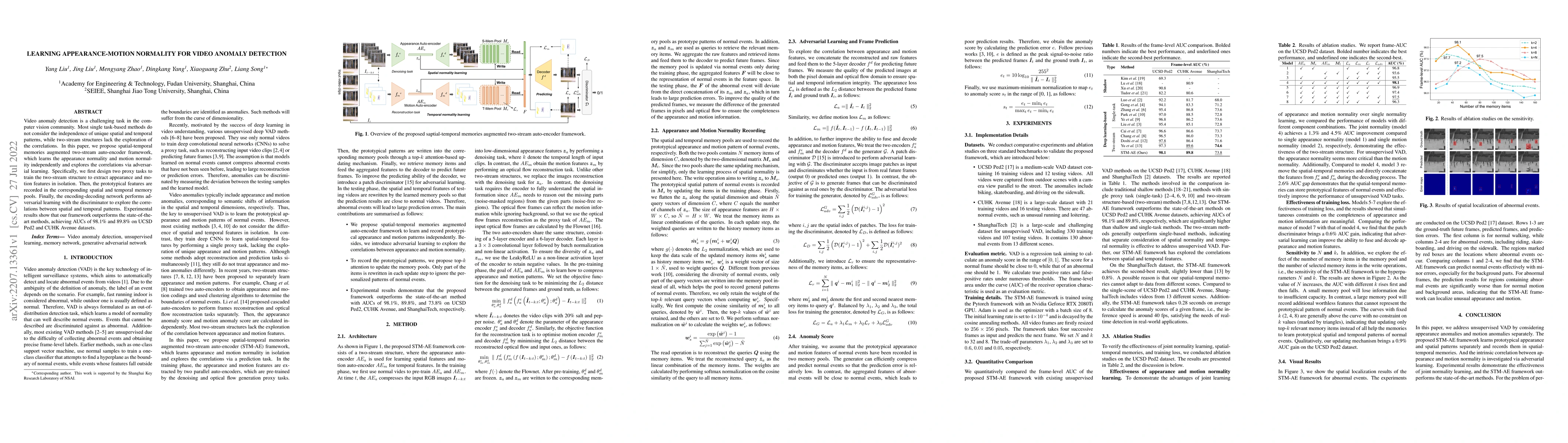 Thumbnail for Learning Appearance-motion Normality for Video Anomaly Detection