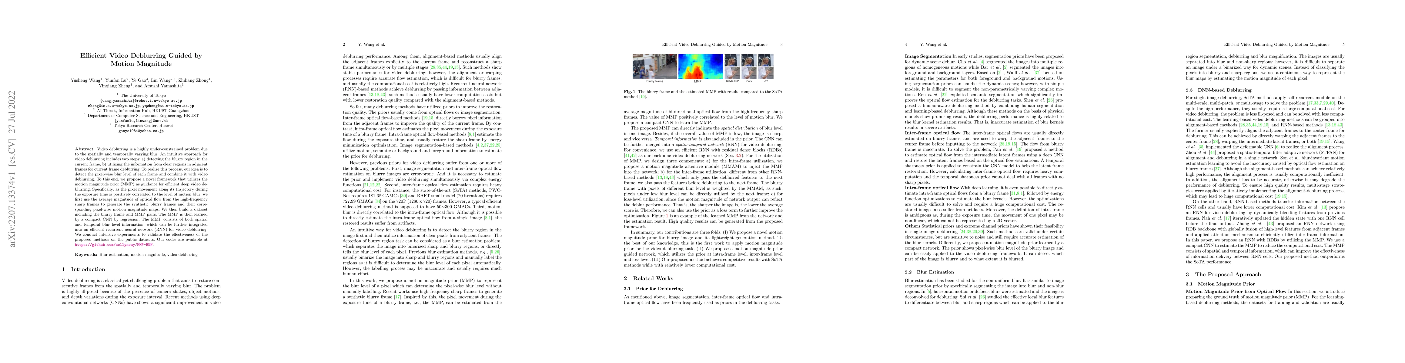 Thumbnail for Efficient Video Deblurring Guided by Motion Magnitude
