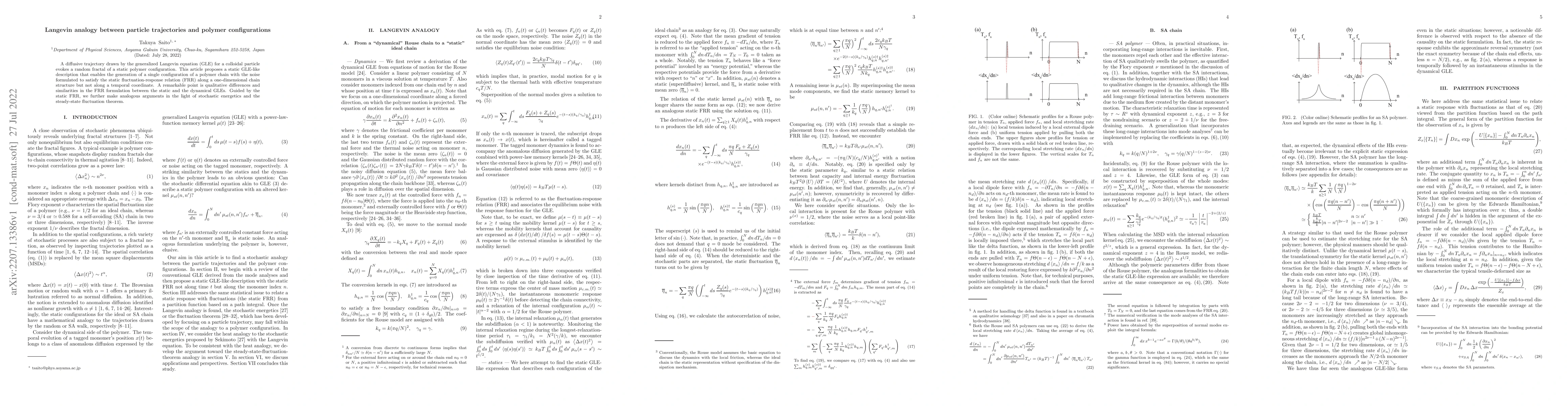 Thumbnail for Langevin analogy between particle trajectories and polymer
  configurations