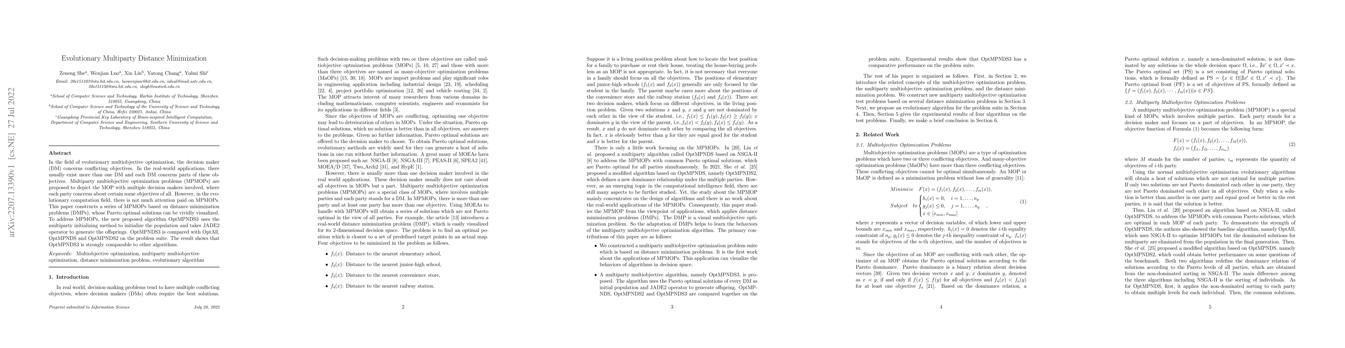 Thumbnail for Evolutionary Multiparty Distance Minimization