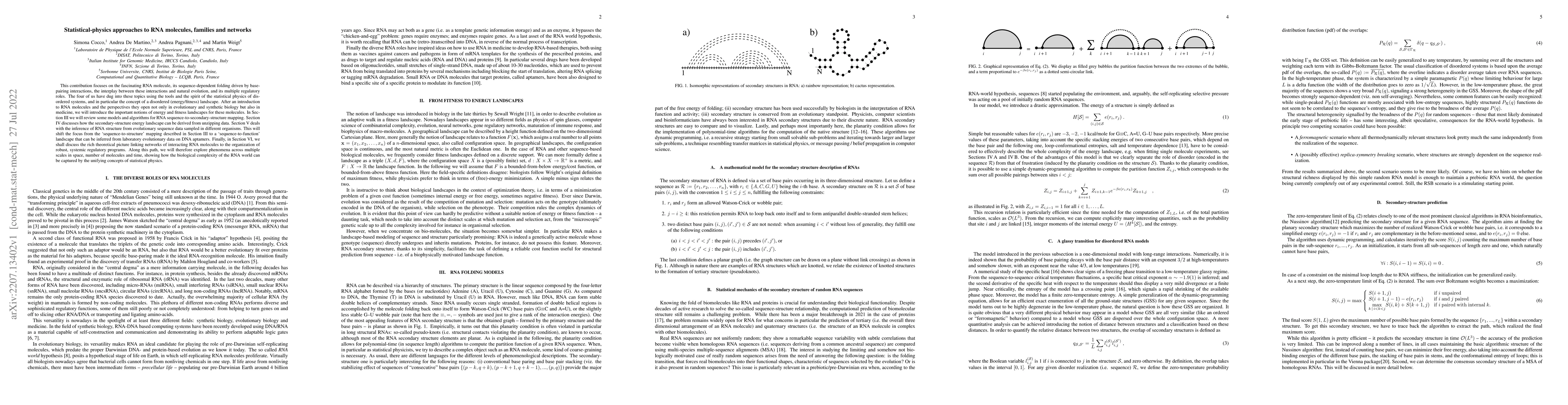Thumbnail for Statistical-physics approaches to RNA molecules, families and networks