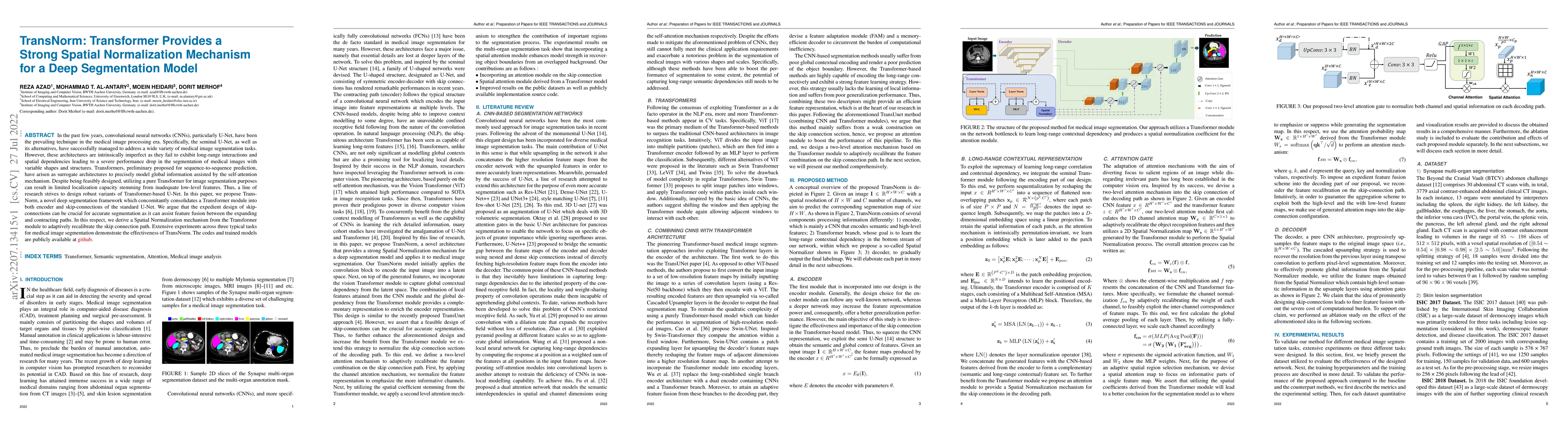 Thumbnail for TransNorm: Transformer Provides a Strong Spatial Normalization Mechanism
  for a Deep Segmentation Model