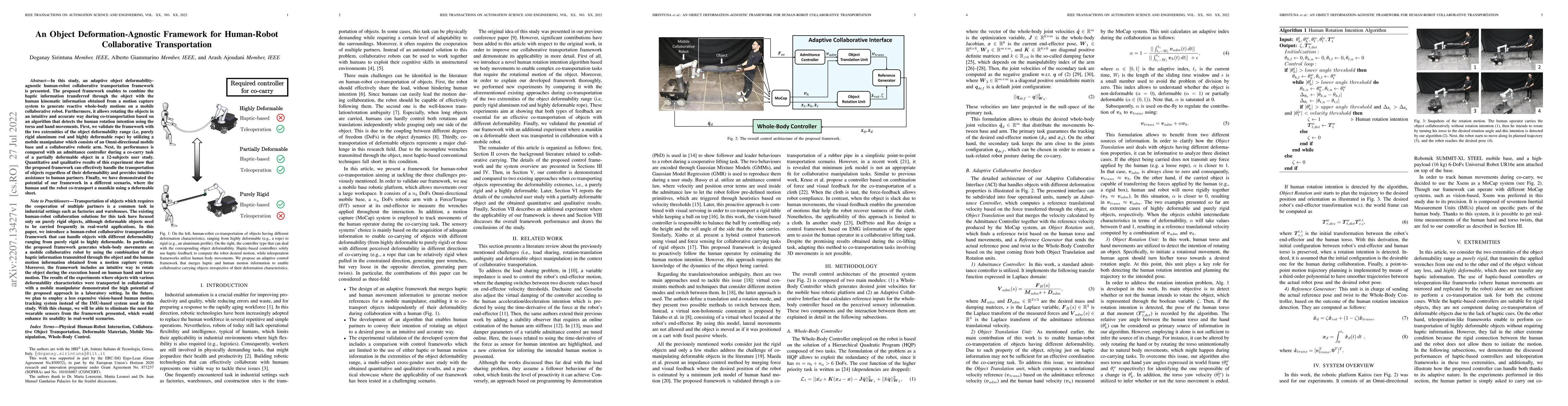 Thumbnail for An Object Deformation-Agnostic Framework for Human-Robot Collaborative
  Transportation