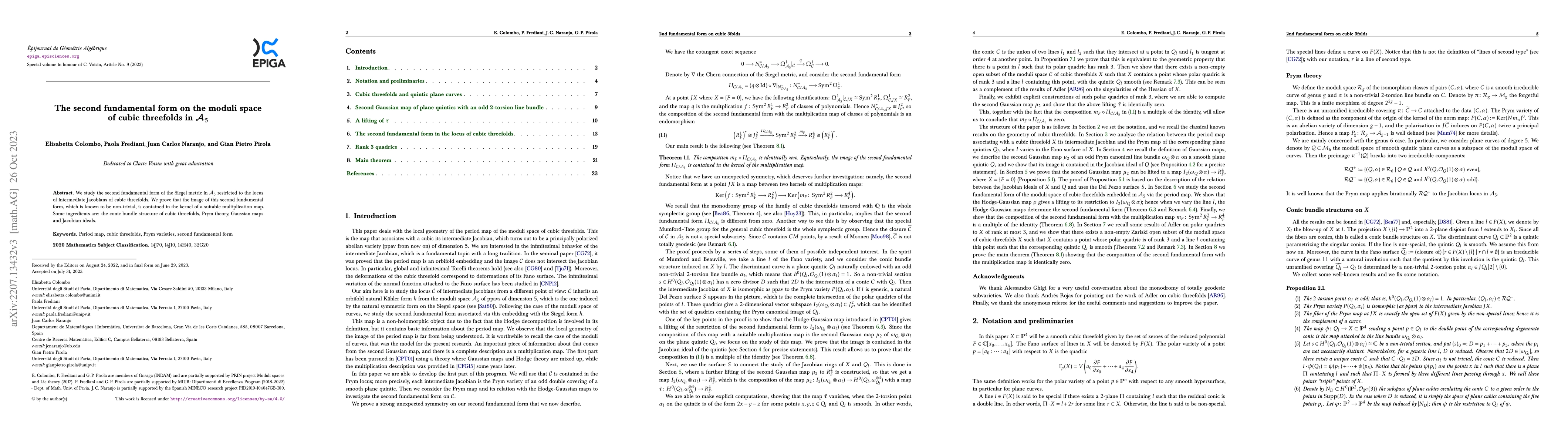 Thumbnail for The second fundamental form of the moduli space of cubic threefolds in
  $\mathcal A_5$