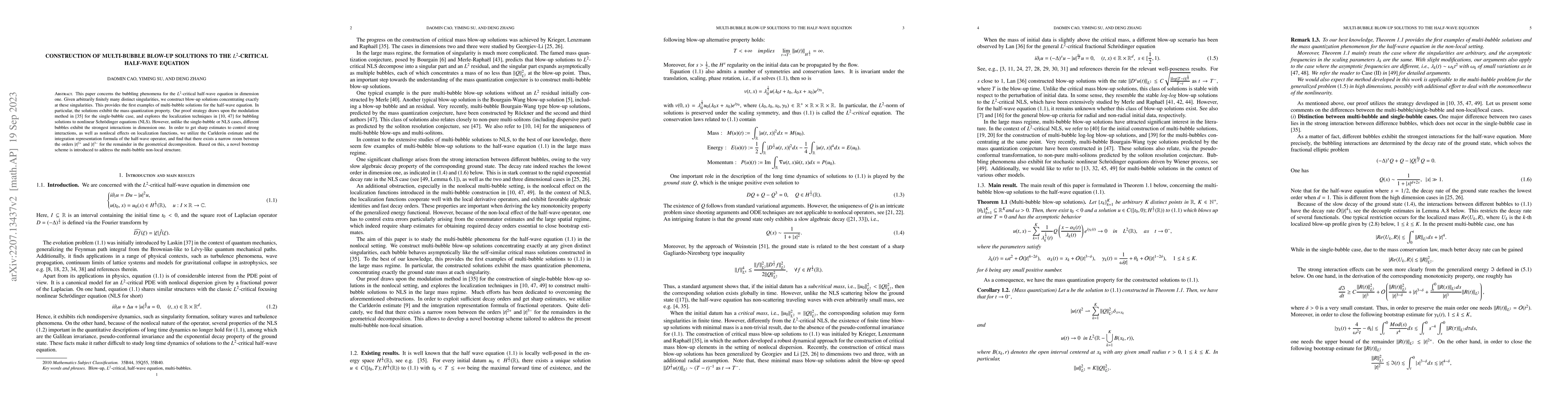 Thumbnail for Construction of multi-bubble blow-up solutions to the $L^2$-critical
  half-wave equation